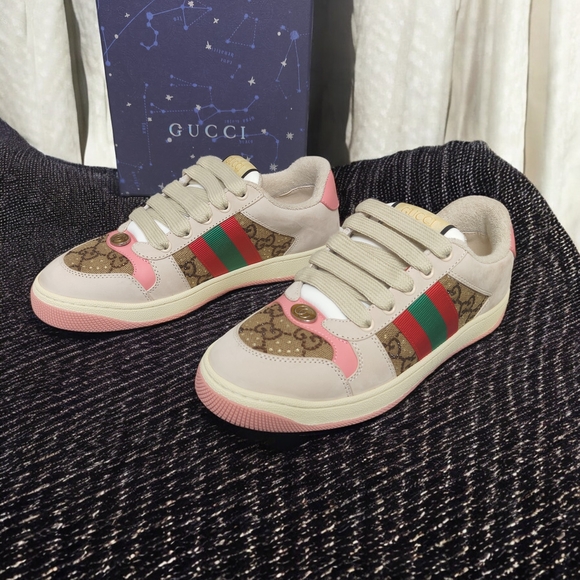 Gucci Women's Sneakers in Pink, Green, and Red - Picture 1 of 7